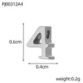 Detailed view of stainless steel number 4 pendant with measurements and weight - Number 4 Silver (PJ00312A4)