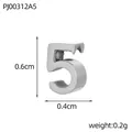 Detailed size chart for the stainless steel number 5 pendant charm DIY jewelry. - Number 5 Silver (PJ00312A5)