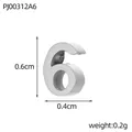 Detailed size and weight of small stainless steel number 6 charm for DIY jewelry making - Number 6 Silver (PJ00312A6)