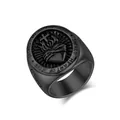 Anello retrò in acciaio al titanio nero opaco Sacro Cuore di Gesù croce da uomo - Taglia 7 / Nero
