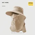 Chapeau de soleil à large bord avec masque facial et protège-nuque UPF 50 plus - Ajustable (54-60cm) / Kaki
