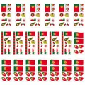 Set of Portugal national flag temporary tattoo stickers for world cup football fans - Portugal Style / 12x6cm