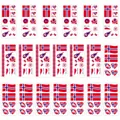 Pegatinas de tatuajes temporales con bandera de Noruega para fans de deportes, set de 20 - Noruega / 12x6cm