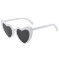 Trendy white heart-shaped sunglasses for women with dark lenses and durable frames - White Frame Gray Lens