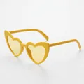 Stylish heart-shaped sunglasses featuring a vibrant yellow frame and yellow lenses - Yellow Frame Yellow Lens