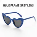 Fashionable heart shaped sunglasses for women with blue frame and dark gray lenses - Dark Blue Frame Grey Lens