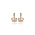 Elegant rose gold crown-shaped hoop earrings paved with sparkling cubic zirconia - 18K Gold