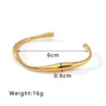 Elegante bracciale aperto in acciaio inossidabile placcato oro 18K con misure esatte - Aerodinamico Irregolare - Oro (s438jin)