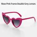 Fashionable rose red heart shaped sunglasses featuring stylish gradient grey lenses for women - Rose Red Frame Gradient Grey Lens