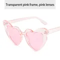 Stylish transparent pink heart-shaped sunglasses for women with matching pink lenses - Transparent Pink Frame Pink Lens
