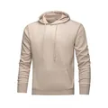 Lässiges langärmeliges Herren-Kapuzensweatshirt in Hellbeige mit Kängurutasche - S / Aprikose