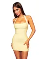 Elegantes gelbes Bandagen-Minikleid mit Neckholder für Damen - S / Gelb