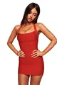 Elegantes rotes figurbetontes Bandagekleid mit Neckholder und schmaler Passform für Damen - S / Rot