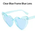 Trendy heart-shaped sunglasses for women in transparent blue frame and blue lenses - Transparent Blue Frame Blue Lens