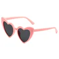 Lunettes de soleil tendance en forme de cœur rose pour femmes avec verres foncés et cadre - Monture Rose Uni Verres Gris