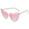 Fashionable pink glitter heart-shaped sunglasses for women featuring gradient lenses - Glitter Pink