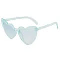 Stylish light blue glitter heart-shaped sunglasses for women with oversized frame - Glitter Blue