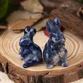 Hand-carved natural blue sodalite crystal rabbit figurine for home decoration - Blue Sodalite (2 Inch)