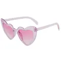 Stylish heart-shaped sunglasses with pink gradient lenses and glitter purple frame - Shiny Purple