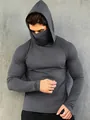Sneldrogende zonbeschermende hoodie met geïntegreerd gezichtsmasker voor heren - S / donkergrijs