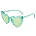 Stylish mint green glitter heart-shaped sunglasses for women featuring tinted lenses - Glitter Green