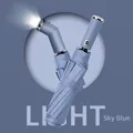 Ombrello automatico blu cielo a 10 stecche con torcia a LED integrata nel manico - Celeste