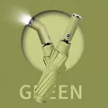 Ombrello automatico a 10 stecche con torcia LED integrata, colore giallo paglierino - Verde Erba