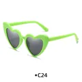 Fashionable heart-shaped women's sunglasses featuring vibrant lime green frames - Neon Green Frame Grey Lens