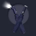 Ombrello automatico blu navy a 10 stecche con impugnatura a torcia LED integrata - Blu scuro