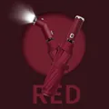Ombrello pieghevole rosso automatico con impugnatura torcia a LED integrata di lusso - Rosso