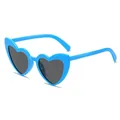 Stylish bright blue heart-shaped sunglasses for women with dark lenses - Light Blue Frame Gray Lenses