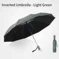 Ombrello invertito automatico verde chiaro con impugnatura a torcia LED integrata - Stile Inverso (Verde Chiaro)