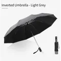 Ombrello inverso automatico a 10 stecche con torcia a LED, colore grigio chiaro - Stile Inverso (Grigio Chiaro)