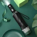 Ombrello pieghevole automatico a 10 stecche con manico torcia LED e protezione UV - Stile Inverso (Verde Scuro)