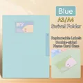 Lichtblauwe A3/A4 roterende ordner met vervangbaar label voor papieropslag - A3/A4 Draaihendel Stijl / Blauw