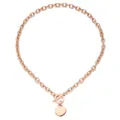 Détail d'un collier en acier inoxydable or rose avec pendentif cœur et fermoir en T - Collier Or Rose (DZG151)