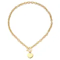 Dettaglio di una collana in acciaio inossidabile dorato con pendente a cuore e chiusura T - Collana Oro (DZG151) / Oro
