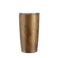Grand gobelet de voyage 600ml en inox avec finition grain de bois et couvercle clair - 600ml / Wood Grain