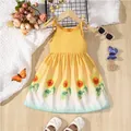 Gelbes ärmelloses Sommerkleid für Mädchen mit lebhaftem Sonnenblumen-Druckdesign - 80 / Tops / Sonnenblumenmuster
