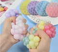 Multicolor mesh squishy ball stress relief toy for sensory play and squeezing fun - 6.0 Tri-color Gel Grape Ball / Colorful / 6.0cm