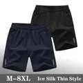 Two-pack of men's quick-dry ice silk casual shorts in black and navy - L / Black And Blue