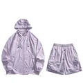 Ensemble veste à capuche et short cargo lavande avec protection UV légère d'extérieur - S / Haut Et Bas / Lilas
