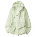 Veste de protection solaire légère vert clair avec capuche et poches. - S / Hauts / Jaune Céleri Neige