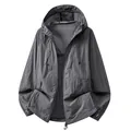 Lightweight breathable dark grey hooded sun-protective jacket for outdoor activities. - Cement Grey / S