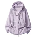 Veste légère de protection solaire d'extérieur à capuche violet clair pour l'été - S / Hauts / Lilas