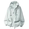 Veste de protection solaire d'extérieur à capuche respirante et légère gris clair été - S / Hauts / Vert Menthe