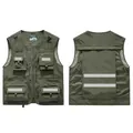 Army green multi-pocket utility vest with reflective strips for work and outdoor use - S / Tops / Army Green (8512 Version)