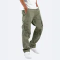 Pantalones cargo de hombre verde oliva con múltiples bolsillos y dobladillo con cordón ajustable - S / Bottoms / Verde