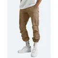 Heren cargo broek in kaki met trekkoord aan de zoom en handige zakken voor dagelijks gebruik - S / Bottoms / Khaki