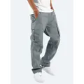 Premium grijze cargo-broek voor heren met meerdere zakken en verstelbaar trekkoord. - S / Bottoms / Grijs